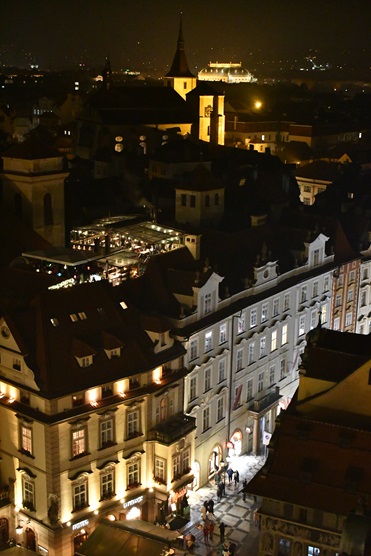 Scene of Prague Square at night